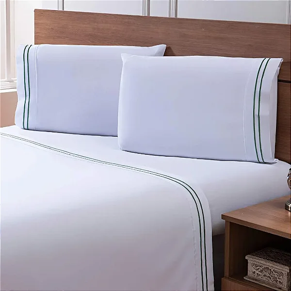 JG CAMA NIA PERCAL SOFT 300 BASICS CASAL VERDE FLORESTA 4PÇS