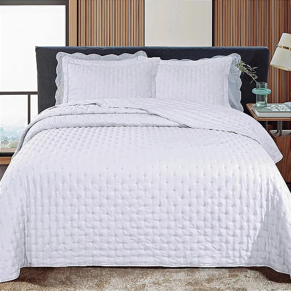 Kit Colcha Jolitex Bouti Stillus 2,40x2,60 Branco 3 peças