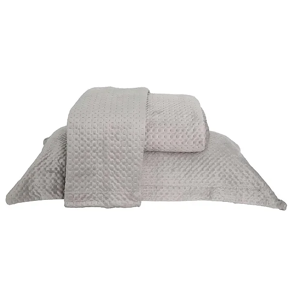 Kit Colcha Niazitex Ultrassonica Estocolmo 280x260 King Prata 3 Peças