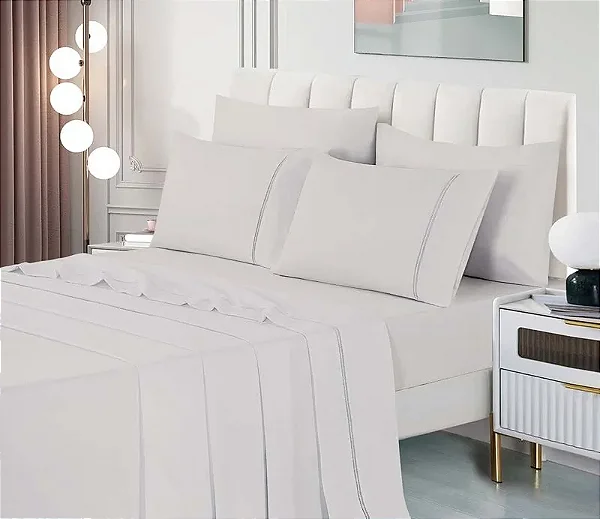 Jogo de Cama Niazitex Percal Soft 300 Glamour Casal Lunar 4 Peças