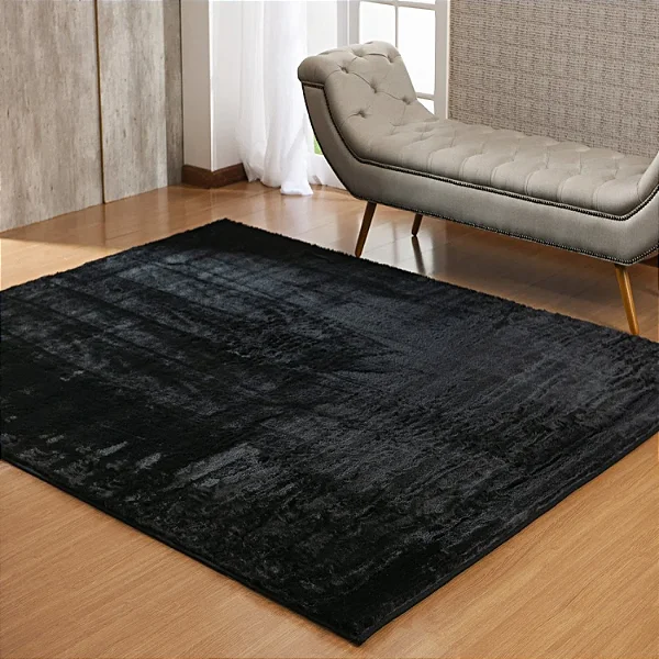 Tapete Niazitex Pele Bangor Preto 100X150