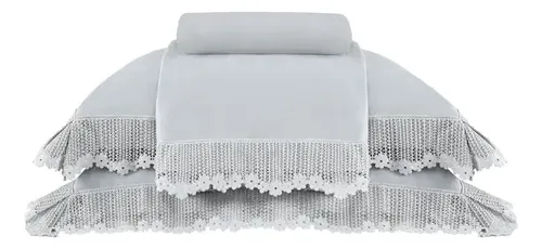 Jogo de Cama Buddemeyer Aya Queen Verde Pistachio Com Renda Verde 4 Peças