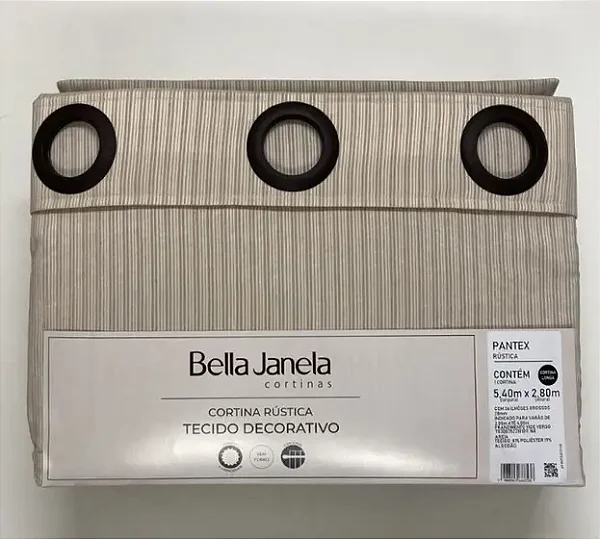 Cortina Bella Janela Rústica 540x280 Pantex Areia