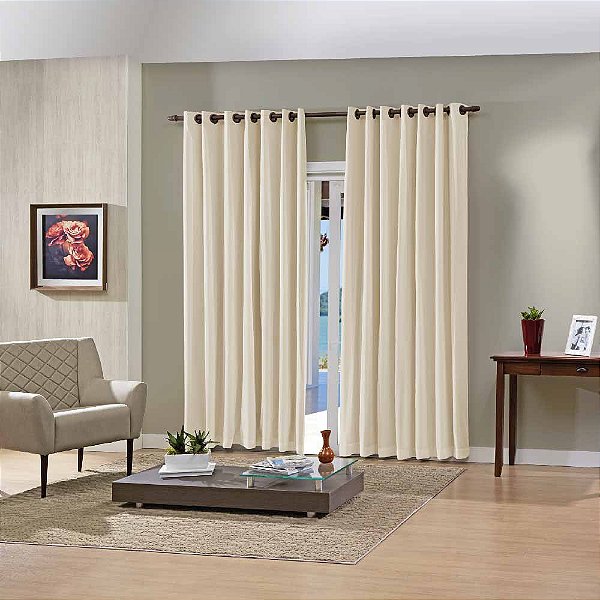Cortina Bella Janela Duplex 420x280 Liso Cromo Areia