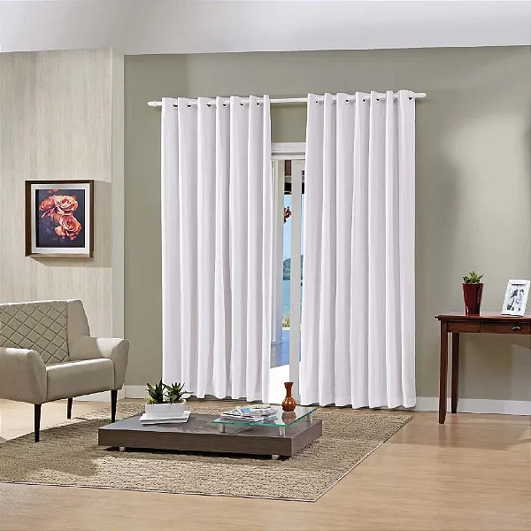 Cortina Bella Janela Duplex 420x280 Liso Cromo Branco