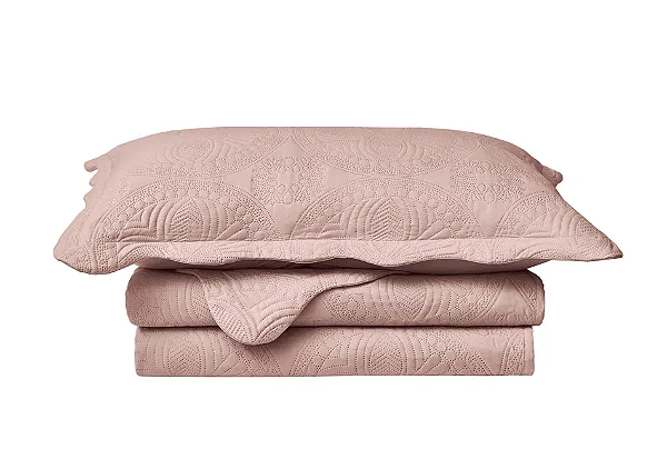 Kit Colcha Camesa Agra King 280x260 Rose