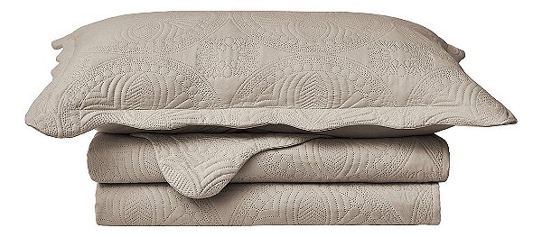Kit Colcha Camesa Agra King 280x260 Concreto