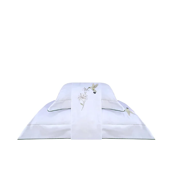 Kit Fronha Almofada Marken Fassi Colibri Branco Verde 3 Peças