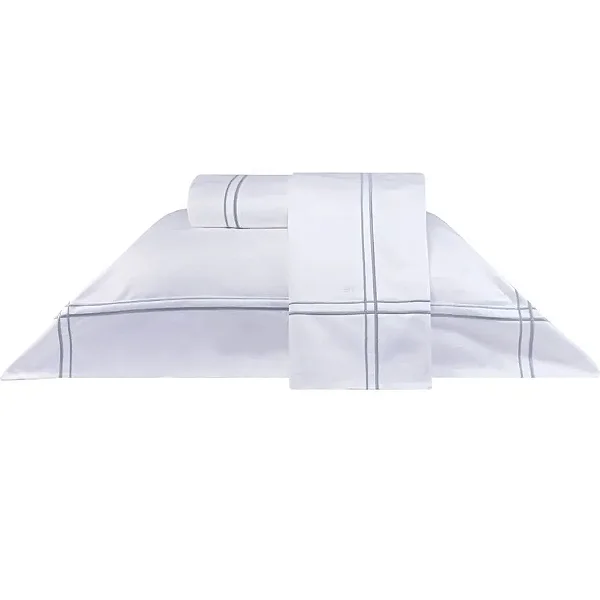Jogo de Cama Marken Fassi Horizonte Queen Branco Classico Cinza 4 Peças