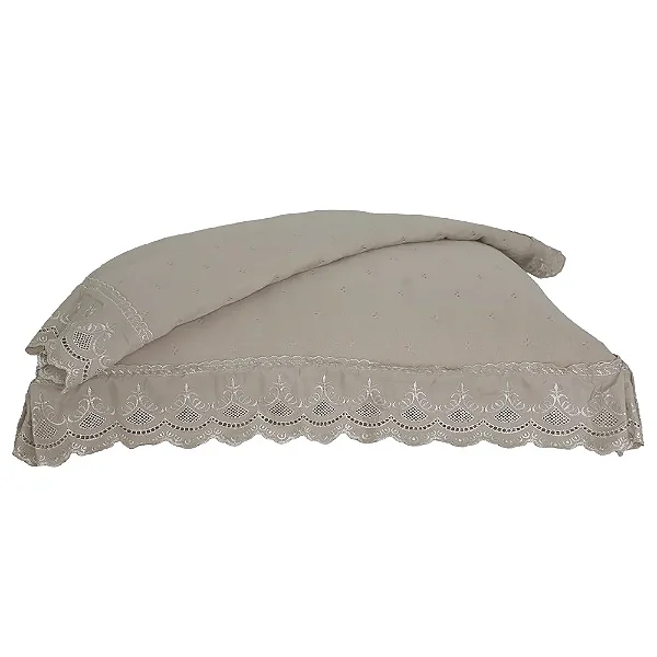 Porta Travesseiro Niazitex Percal Soft 300 Rendado 2 Peças Manteiga