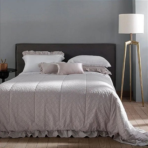 Kit 3 Peças Colcha Buddemeyer Luxus Sienna Queen Rosa Almond 2,84x2,62