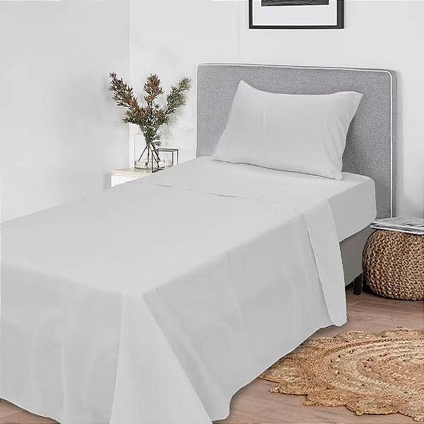 Jogo de Cama Estamparia Premium Linea Solteiro King Cinza 3 Peças 180 Fios