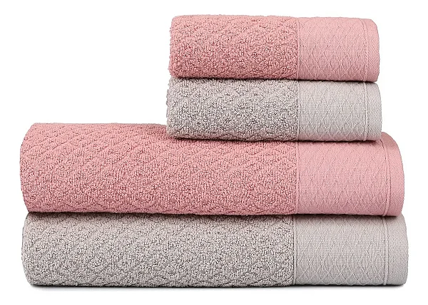 Jogo de Banho Atlântica Capri Caixa 4 Peças 3669 8171 Rosa/Cinza