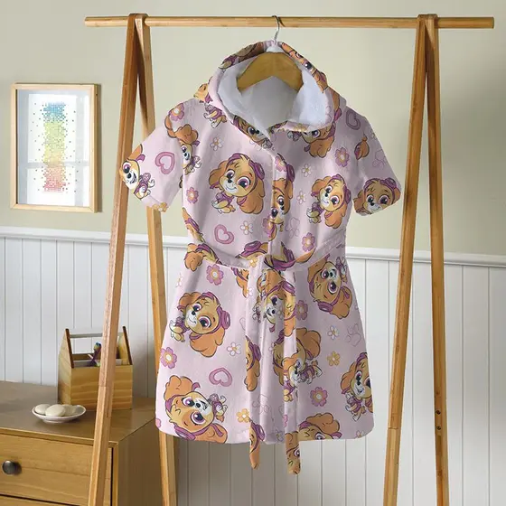 Roupão Dohler Infantil Velour Estampado Capuz PBB Patrulha Canina 09