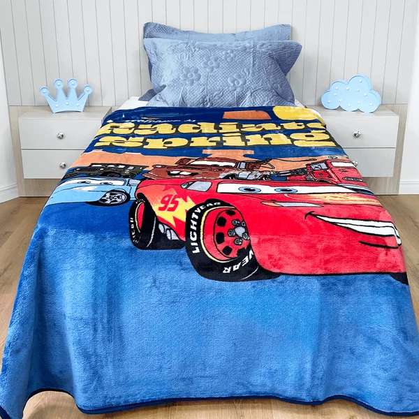 Cobertor Jolitex Raschel Infantil Disney 150x200 Carros Radiator Azul