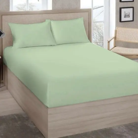 Lençol Estamparia Premium Linea Casal 180 Fios com Elástico cor Verde