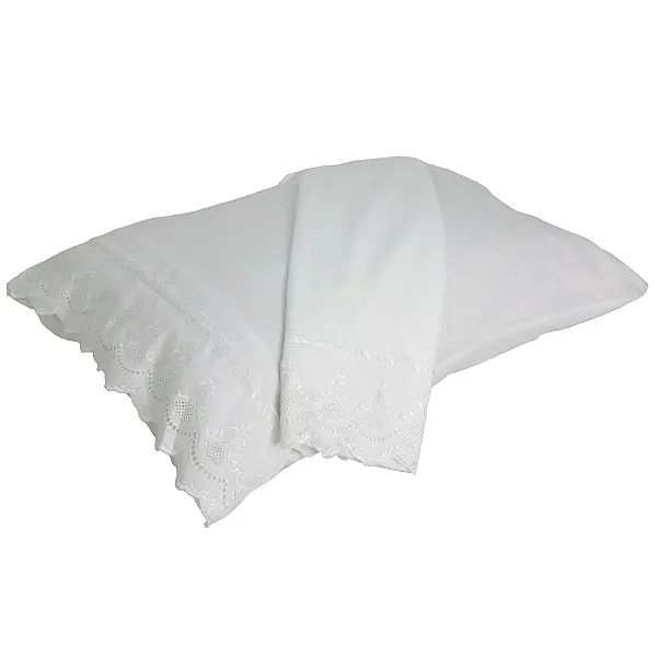 Fronha Niazitex Percal Soft 300 Rendado 2 Peças Branco
