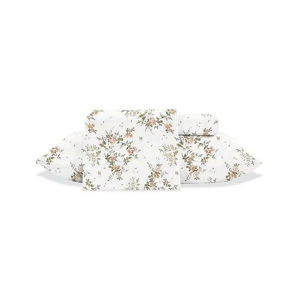 Jogo de Cama Jolitex Toque de Seda Floral Casal Branco 4 Peças