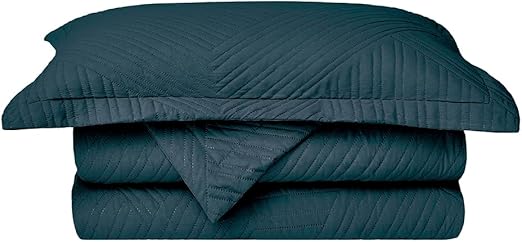 Kit Colcha Camesa Virtuos Casal 220x240 Marinho 3 Peças