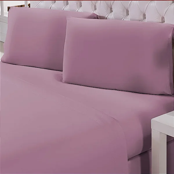 Jogo de Cama Niazitex Percal Soft 300 Basics Solteiro Rosa Antigo 3 Peças