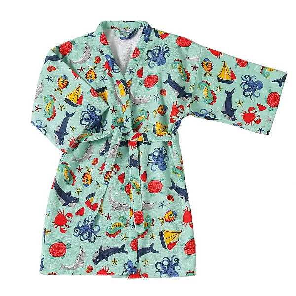 Roupao Dohler Infantil Estampado Manga Tamanho G Sea Fun