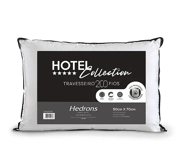 Travesseiro Hedrons Hotel Collection 200 Fios 50x70 Branco