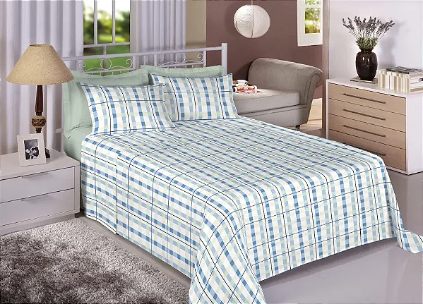 Jogo de Cama Estamparia Premium Plus King 7750 Menta 4 Peças