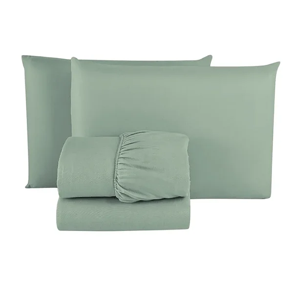 Jogo de Cama Estamparia Premium Plus King 7787 Verde Oliva 4 Peças