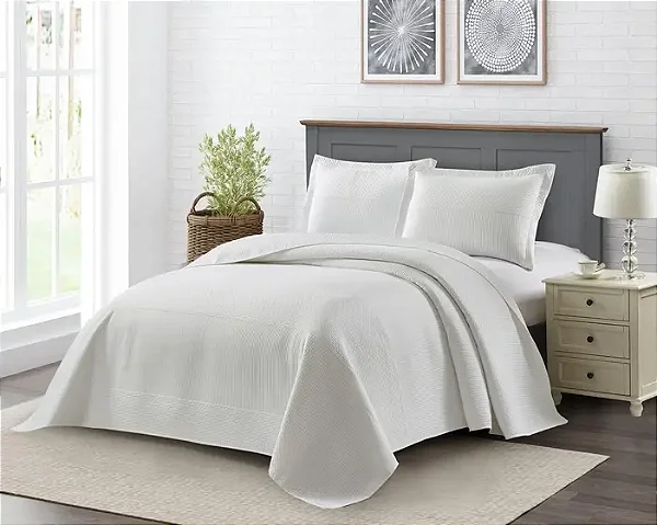 Kit Colcha Rozac Eternity King Des 06 Branco Branqueado 3 Peças