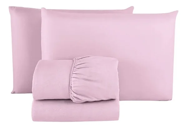 Jogo de Cama Estamparia Premium Linea 180 Fios Queen 7936 Rosa Claro 4 Peças