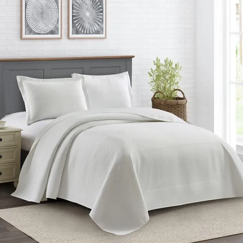 Kit Colcha Rozac Eternity Queen Des 06 Branco Branqueado 3 Peças