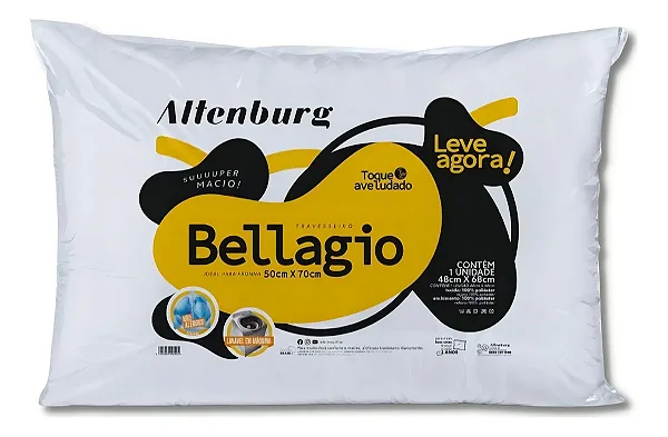 Travesseiro Altenburg Bellagio 180 Fios Algodão 48x68 Branco