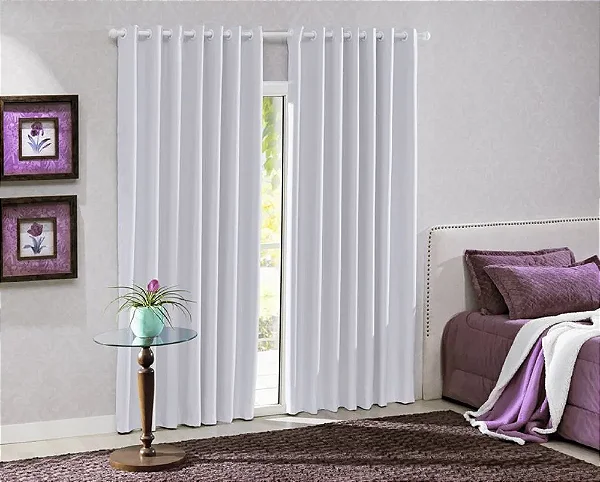Cortina Corta Luz Bella Janela Tecido 70% blackout 300 x 170 Liso Branco