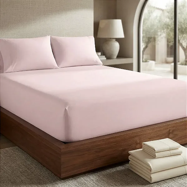 Lençol Avulso Com Elastico Premium Linea 180 Fios Casal 138X188 Rosa Claro 100% Algodão