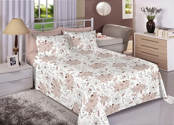 Jogo Cama Estamparia Premium Plus King7828 Rosa Antigo