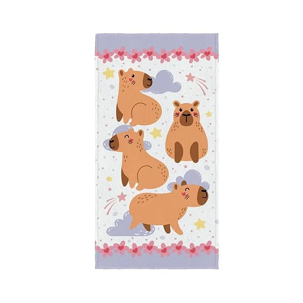Toalha Banho Lepper Felpuda Estampada 60X110 Capy Happy 300G/M² 95% Algodão 5% Poliester