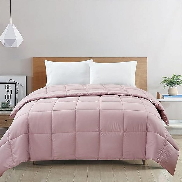 Edredom Camesa Ecopluma Queen 240x260 Rose 100% Poliester