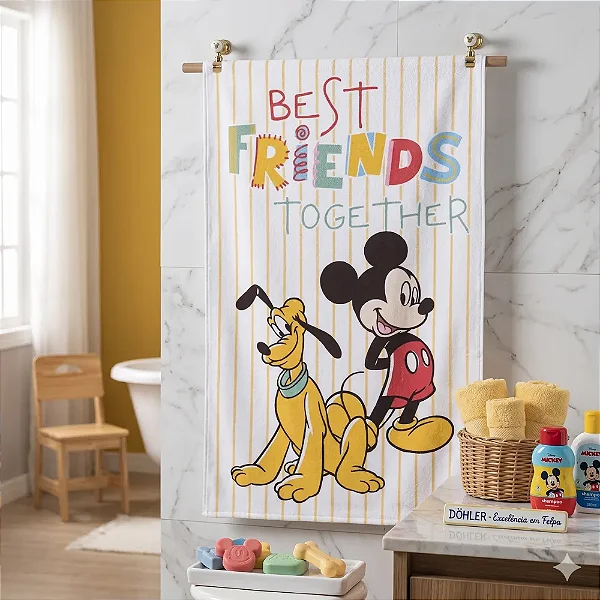 Toalha De Banho Dohler Felpudo Estampada Licenciada 70X115 Mickey 18