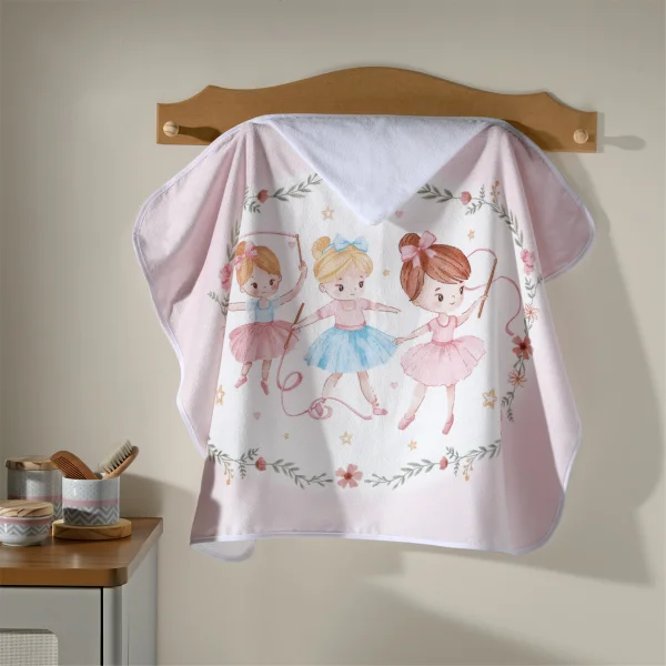 Toalha Banho Dohler Velour Estampado Capuz 90X70 Bailarina 06