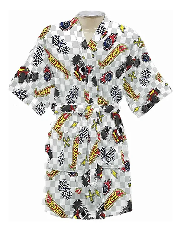 Roupão Dohler Infantil Felpa velour Tamanho P Hot Wheels 13
