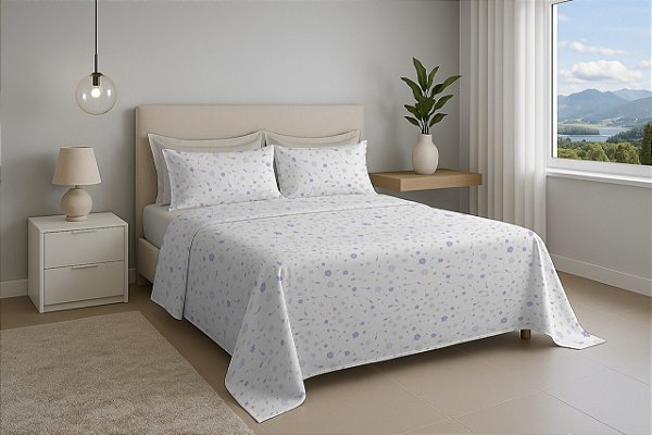 Jogo Cama Estamparia Premium 150 Fios Casal Des 7811 Kaki 4 Peças