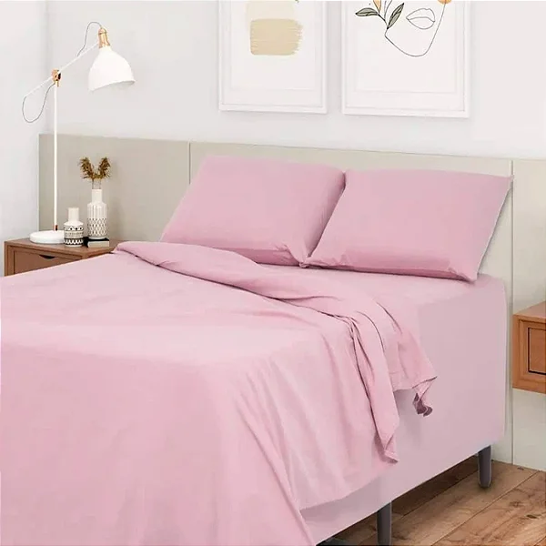 Jogo de Cama Estamparia Premium Plus King Rosa Antigo 100% Algodão