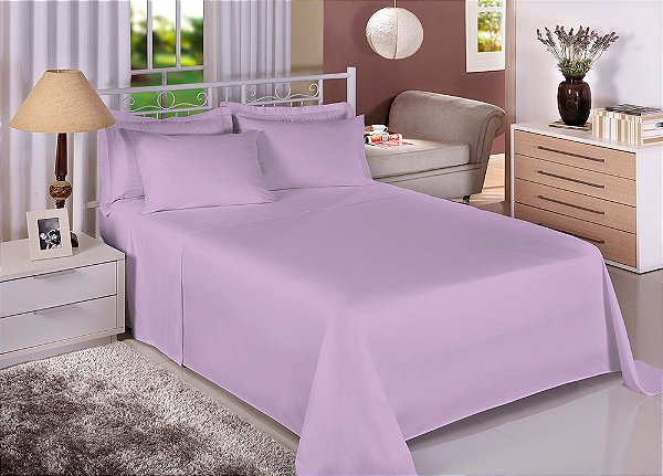 Jogo De Cama Estamparia Premium Plus Queen Violeta 100% Algodão