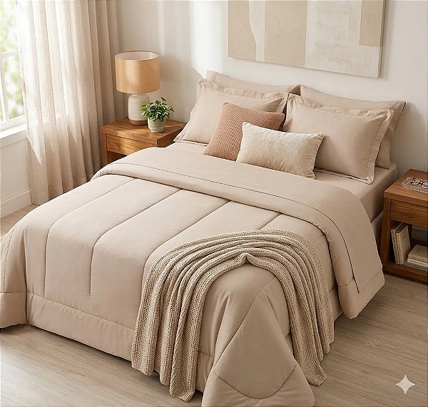Edredom Karsten Tom 240x250 Queen Bege Rose 200 Fios