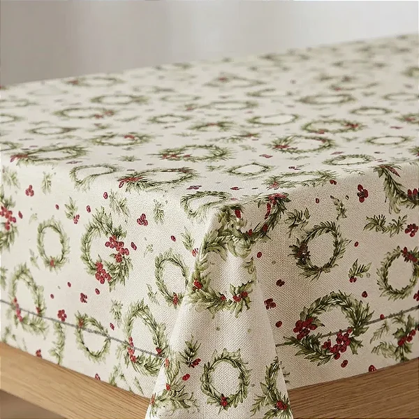 Toalha de Mesa Appel 160x260 Glamour Festive Verde Musgo 8 Lugares