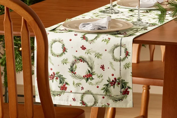 Trilho de Mesa Appel 40x180 Glamour Festire Verde Musgo