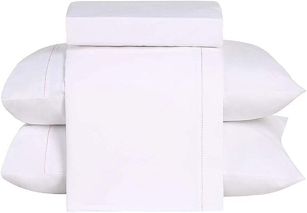 Jogo de Cama Camesa Neo 200 Fios Vista Casal Branco/Rosa