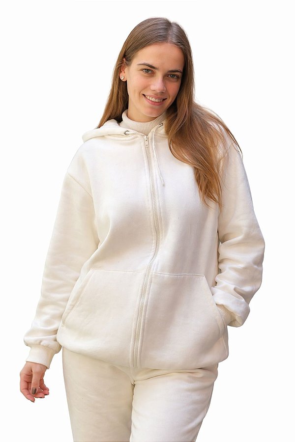 moletom 3 cabos com ziper azul branco off