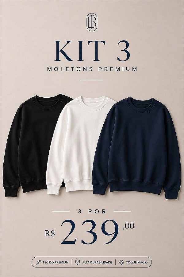 kit 3 blusas de moletom Premium 3 cabos peluciado