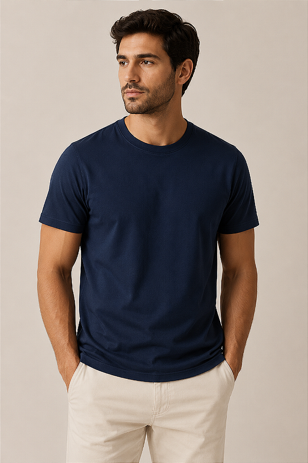 Camiseta Premium 100% algodão fio penteado 30.1 - azul marinho